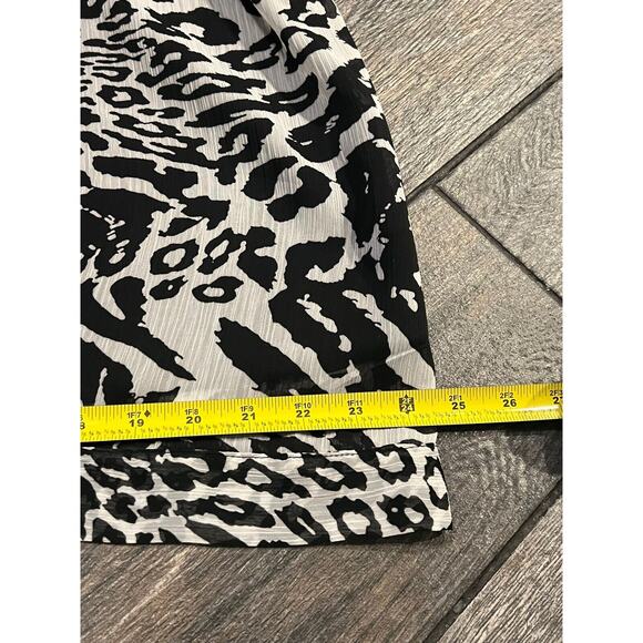 Lapis Beaded Black White Tunic Abstract Top Leopard 2 Layer Size L - Picture 8 of 11